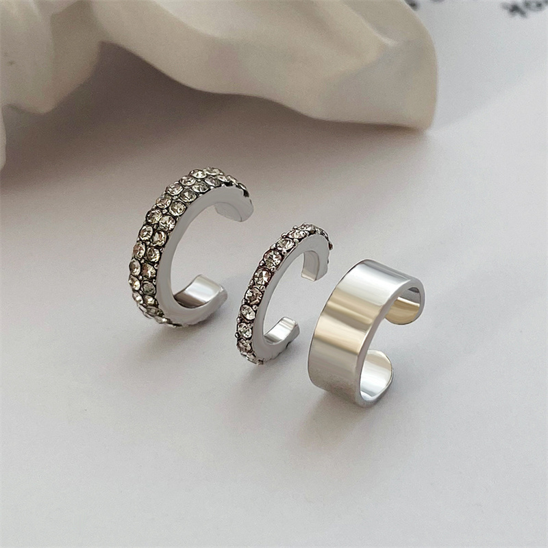 Silver Color Leaves Clip Earrings for Women Men Simple C Ear Cuff Non-Piercing Ear Ear Clip Set Trend Jewelry: ROSE GOLD COLOR