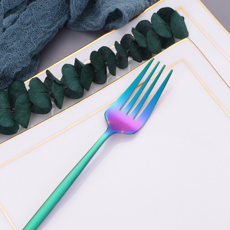 4 teile/satz Dinner Set Edelstahl Besteck Set Messer Gabeln Weihnachten Löffel mit Lange Griff Set Portable Geschirr Geschirr