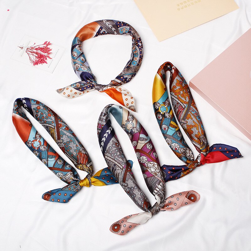 70 x 70 satijnen stippen multifunctionele dames zijden keper sjaal satijnen vierkante stropdas haarband dames foulard femme handdoek bufanda sjaal