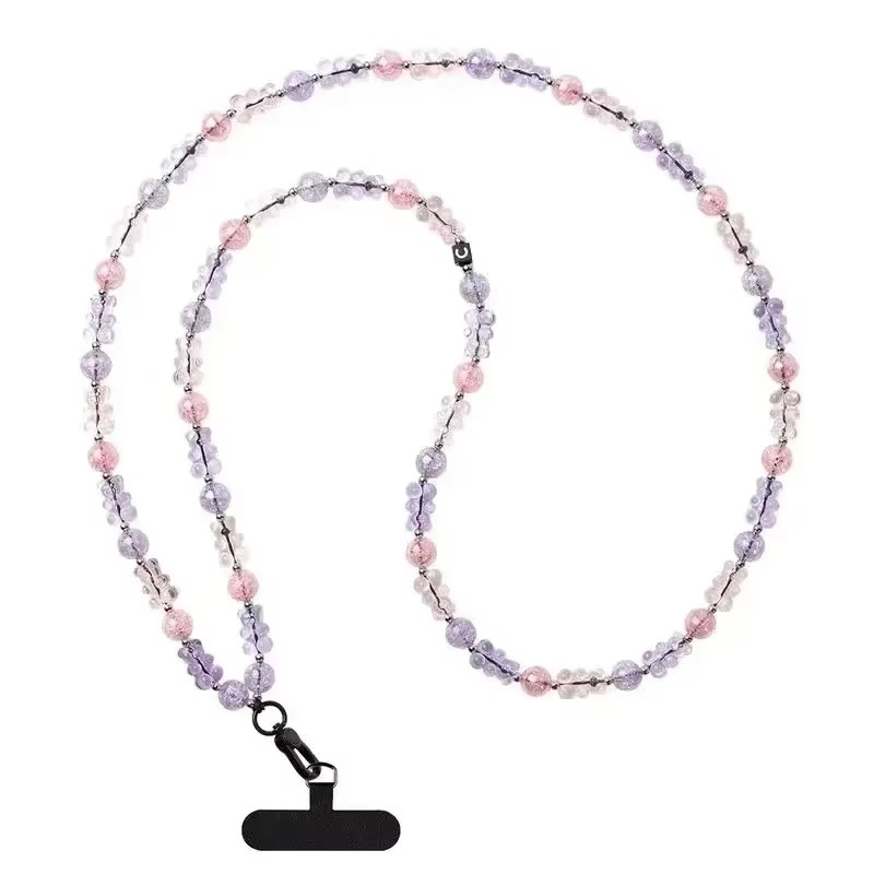Gouden en zilveren metalen lange ketting, universele telefoonkoord, telefoonhanger.: Donkergrijs
