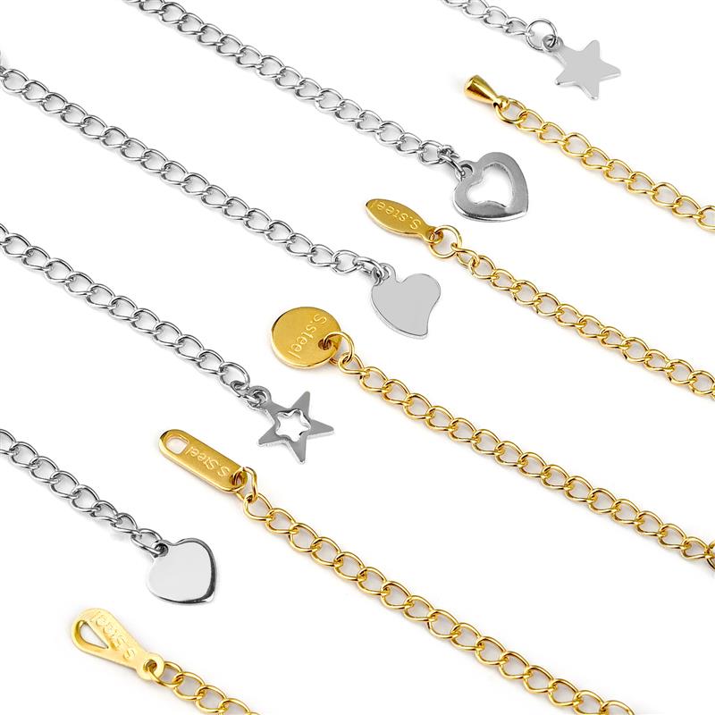 5/10/100pcs/Lot Stainless Steel Extended Extension Tail Chain Lobster Clasps Connector For Bracelet Necklace Jewelry Making