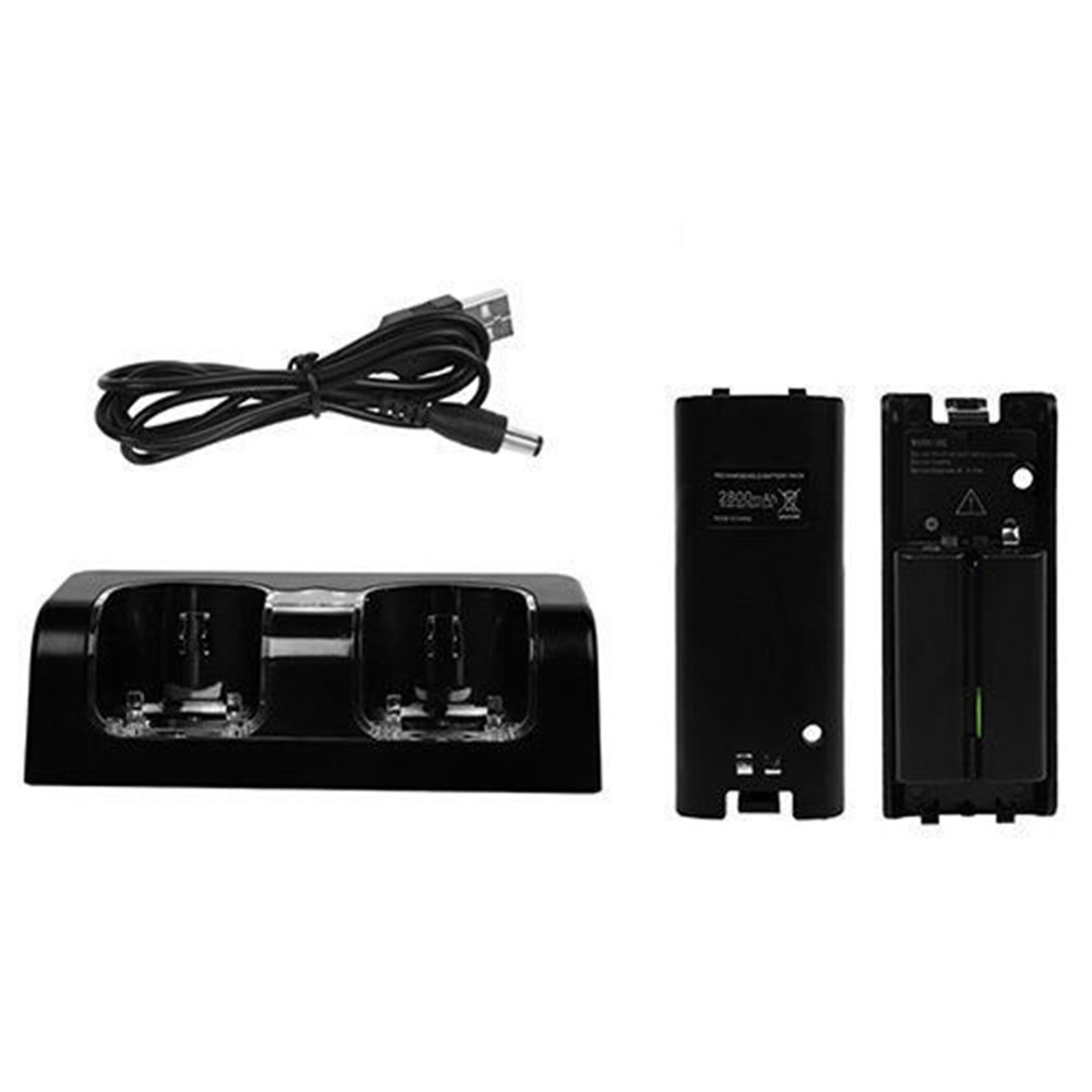 Voor Nintendo Wii Gamepad Batterij Opladers Lader Dock Remote Controller Dual Charging Dock Station Battery Pack: Rose Rood