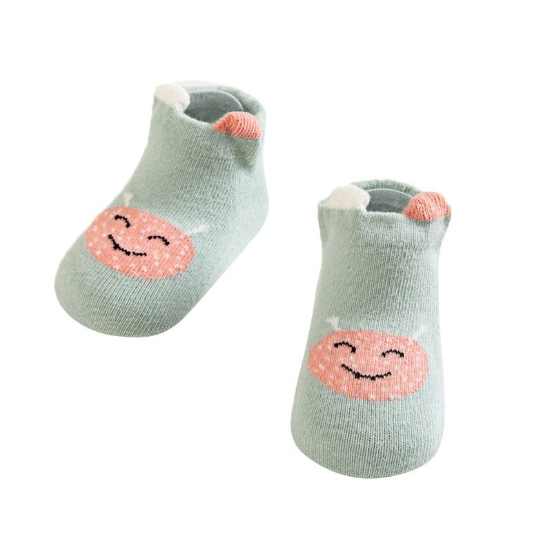 All Season Infant Baby Kid Boy Girl Cotton Short Socks Cute Cartoon Animals Pattern Comfortable Soft Soled Anti-slip Floor Socks: Green / 1-3Y