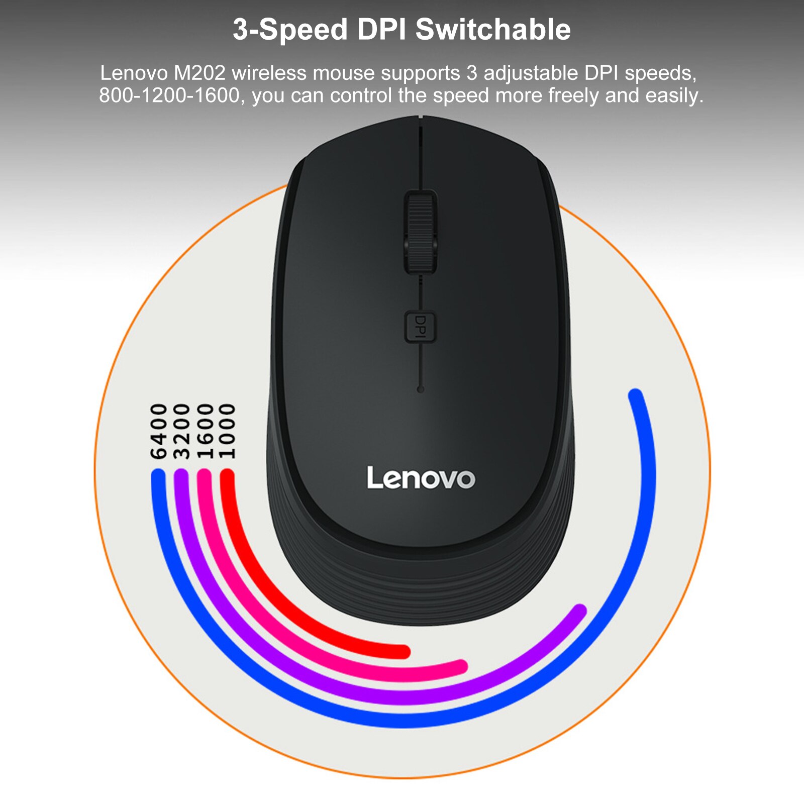 Lenovo M202 2.4GHz Wireless Mouse Optical Mouse Office Business Mice with USB Receiver for PC Laptop Computer Universal Mouse