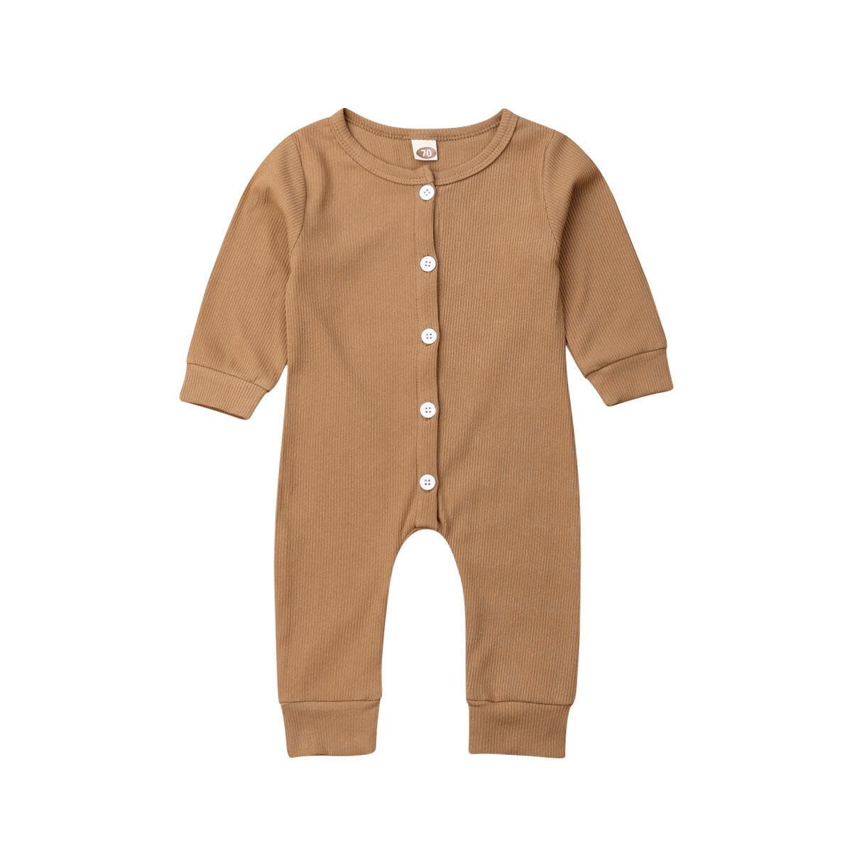 Spädbarn baby flicka pojke höst vinter stickad romper jumpsuit övergripande kläder: Brun / 60