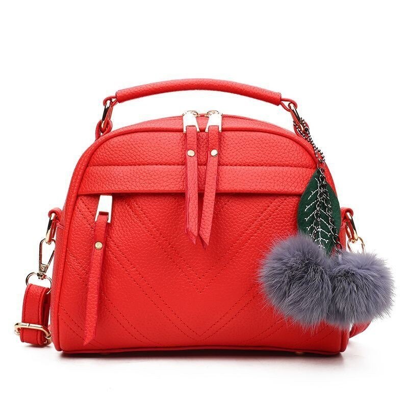 TTOU Vierkante PU Lederen Handtassen Chain Messenger Bags Met Bal Vrouwelijke Schouder Crossbody Bag Sling Bolsa Dames Partij Handtassen: Rood