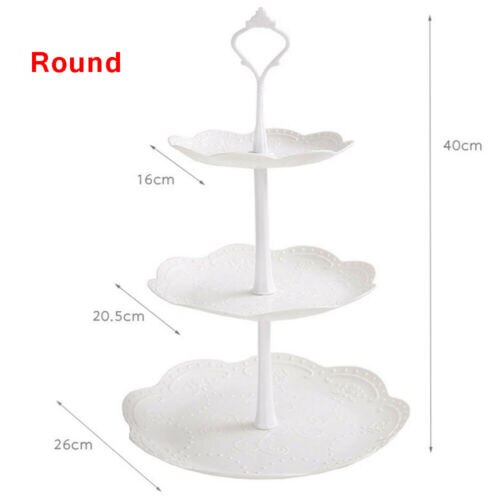3 Tier Plastic Taart Staan Afternoon Thee Bruiloft Platen Partij Dessertbord Fruit Groente Opbergrek TablewareTool Houder: B