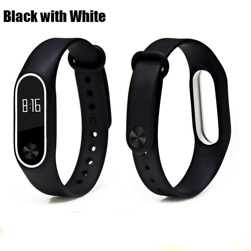 Correa BOORUI de silicona mi Band 2, doble color, reemplazo de correa mi band2, Correa inteligente para xiaomi mi2: Black with white