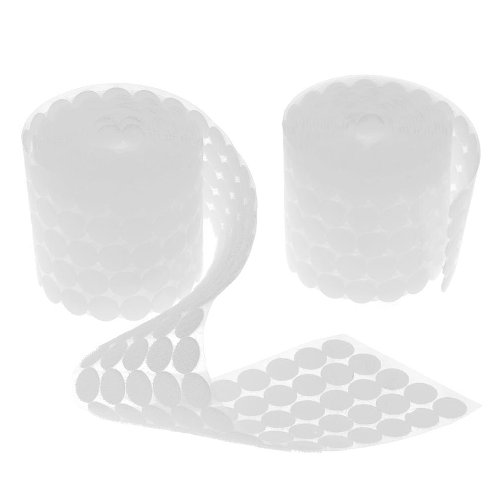 500 par selvklæbende fastgørelsestape krogløkkediske magiske runde fastgørelsestape dobbeltsidet dot nylon klistermærke: Hvid 20mm