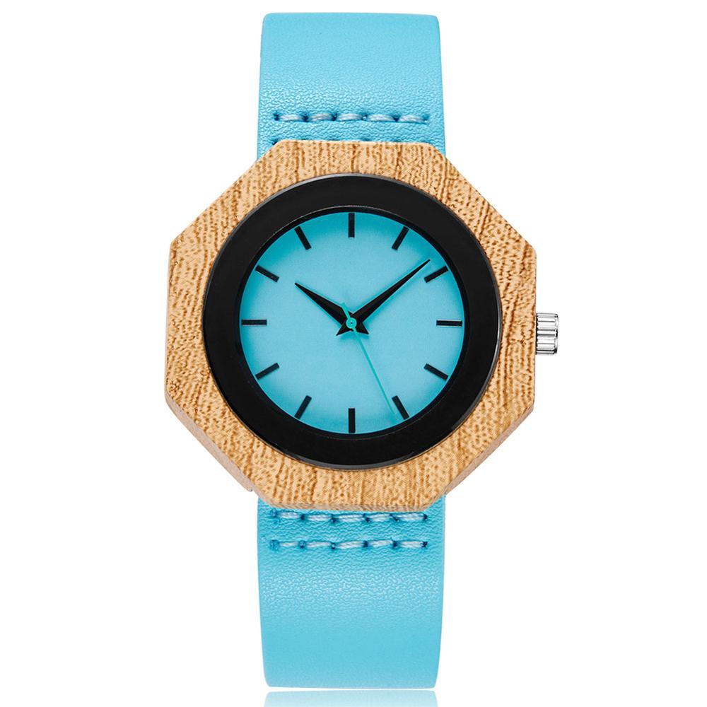 Treklokke menn kvinner kvartsimitasjon treklokke blå urskive sekskantetui klokker skinnbånd par håndleddsklokke reloj: W280