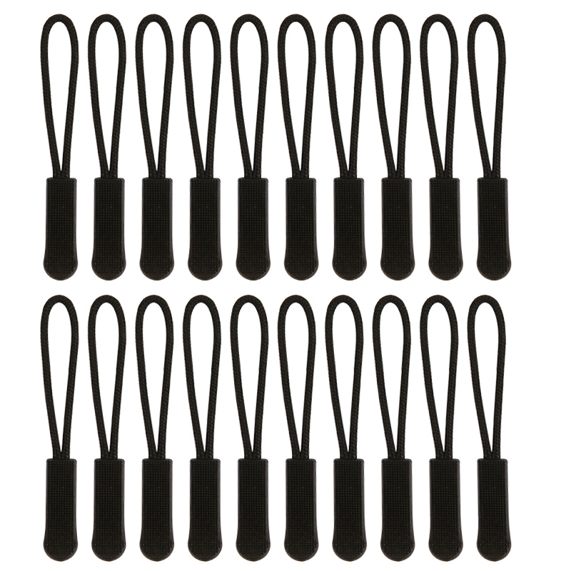 10/11/20/21 Uds. Tiradores de cremallera de repuesto extensor de cable para mochilas chaquetas equipaje monederos bolsos: Níquel negro