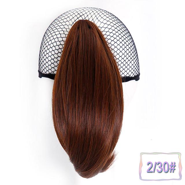 Coleta recta corta para mujer, cola de caballo sintética de alta temperatura, cola de pelo con cola de caballo negra y marrón: 4/30HL