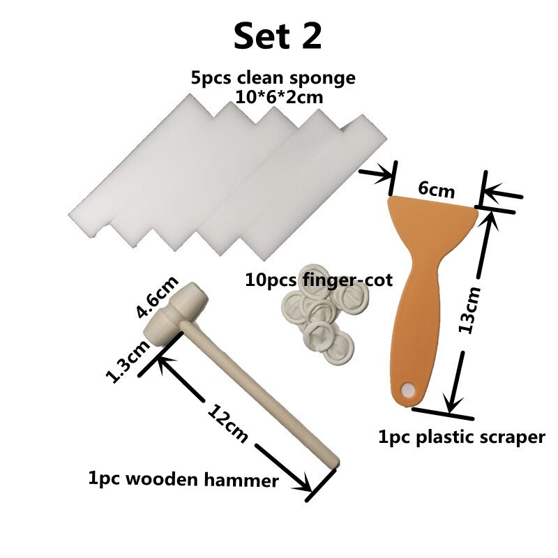 DIY Mosaic Tiles Tool Set Multiple Optional Sponge Trowel Silicone Strrier Plastic Scraper Wooden Hammer Finger-Cot Clean Sponge: Set 2