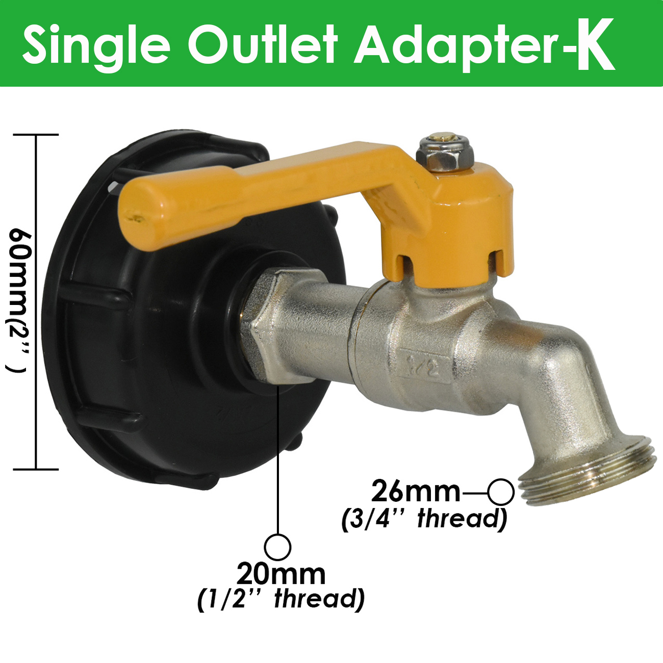 S60 Coarse Thread IBC Tank Tap Connecter Replacement 16mm 1/2'' 3/4'' Water Coupling Adapter Garden Home Valve Fitting Faucet: WHITE