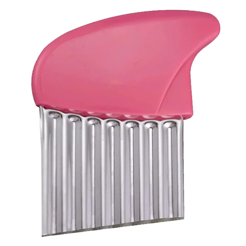 Cortador de patatas fritas de acero inoxidable, masa, frutas y verduras, cuchillo de cocina ondulado, cortador, picador, herramientas para hacer patatas fritas, Gadget: YELLOW