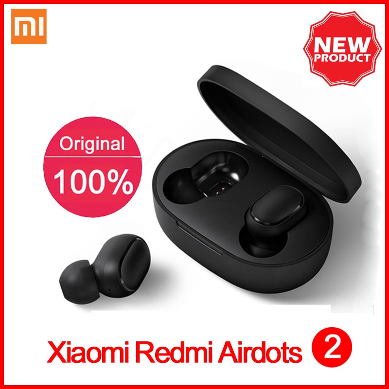 Original Xiaomi Redmi Airdots 2 auriculares estéreo TWS de reducción de ruido estéreo bajo Bluetooth 5,0 inalámbrica estéreo Auto enlace Earbu