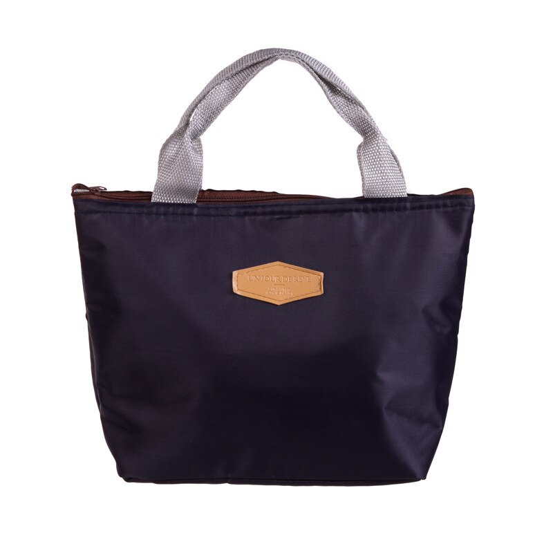 Functional Pattern Cooler Lunch Box Portable Insulated Canvas Lunch Bag Thermal Food Picnic Lunch Bags for Women Kids Marmita: Navy Blue