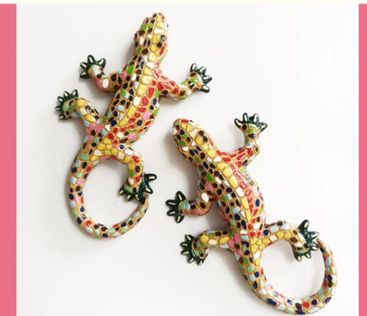 Håndlavet malet spansk mosaik gecko firben 3d køleskabsmagneter turisme souvenirs køleskab magnetiske klistermærker