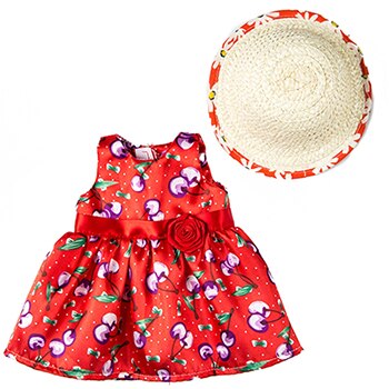 Chapeau de paille chaude + robe adaptée pour vêtements de poupée fille américaine poupée de 18 pouces, de fille de noël (seulement vendre des vêtements): 3