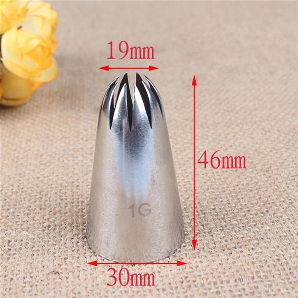 1G Grote Tand Vorm Metalen Cake Decoratie Gesloten Ster Tips Rvs Icing Piping Nozzles Cupcake Gebak Gereedschap