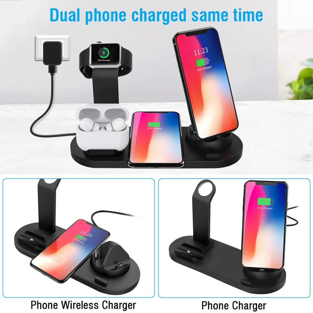 3 in 1 ladestation til apple watch airpods pro  qi 15w hurtig trådløs opladerstander til iphone 11 xs xr  x 8 samsung  s20 s10
