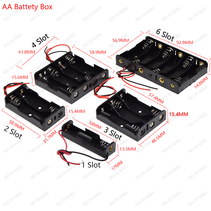 1Pcs AA/AAA/18650 Battery Box With Switch Leads on 1AA/2AA/3AA/4AA 2AAA/3AAA/4AAA/5AAA 1X/2X/3X/4X Slot Battery Holder Diy SMD