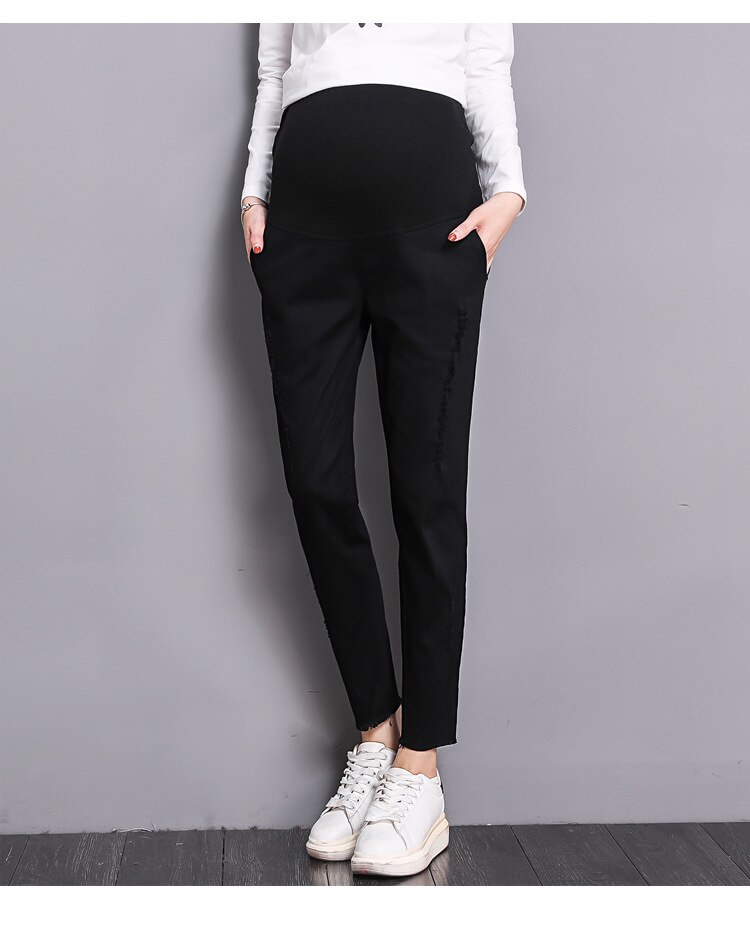 Fdfklak Caprihose Schlauch Kleidung für Schwangere Frauen lässig Hosen Lange Mutterschaft Hosen Frühjahr Herbst Schwangerschaft Hosen