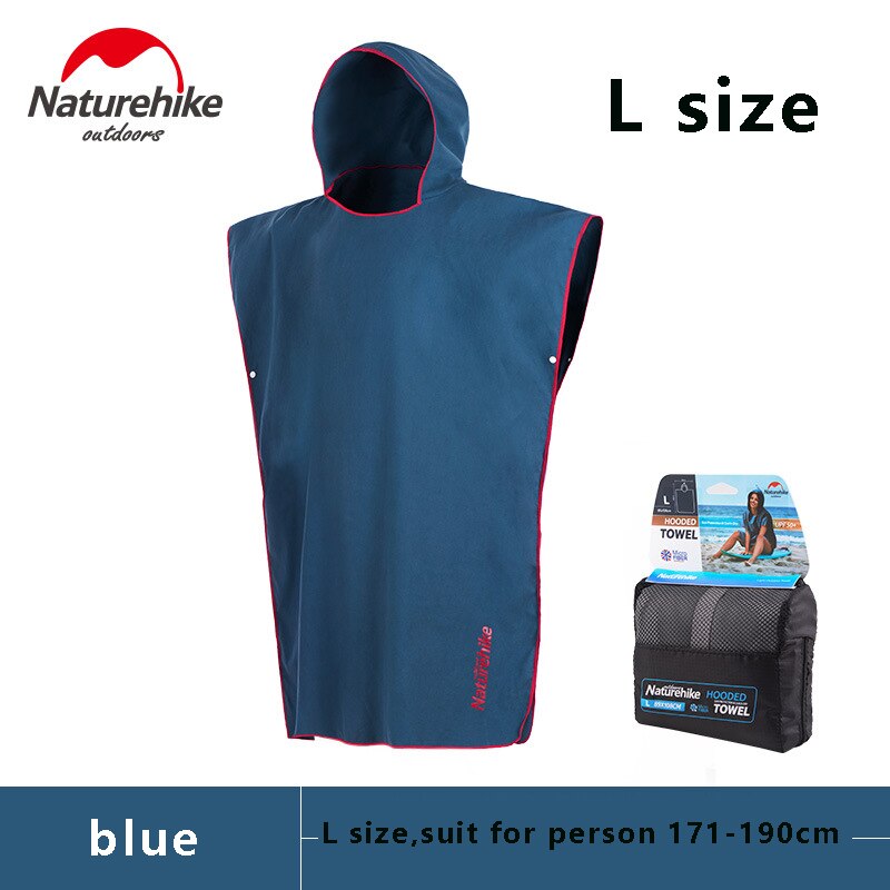 Naturehike Outdoor Strand Veranderende Gewaad Badhanddoek Volwassen Hooded Strandlaken Poncho Badjas Handdoeken Vrouwen Man Badjas: L size blue