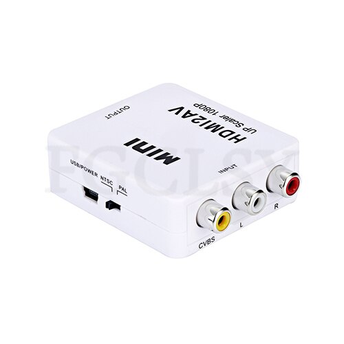 FGCLSY-convertidor HDMI a AV, adaptador escalador HDMI a RCA AV/CVSB L/R Video 1080P mini HDMI2AV compatible con NTSC y PAL: HDMI2AV