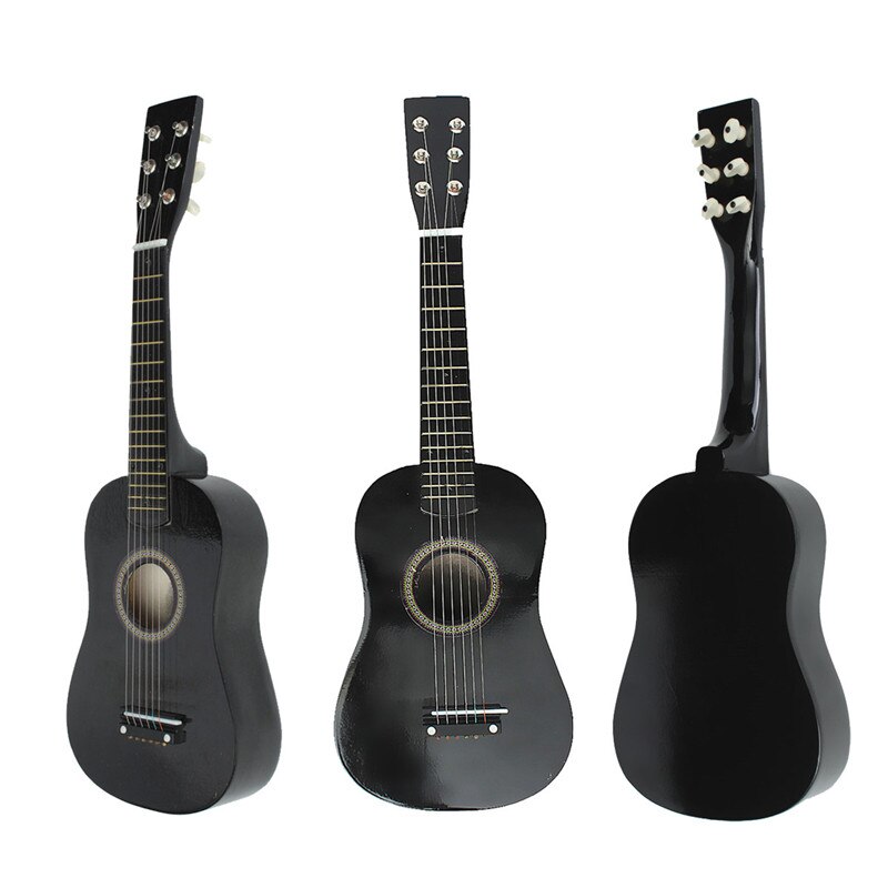 23 inches Black 6 Strings Folk Acoustic Guitar Beginner Wood Acoustic Guitar Music Instrument with Pick Wire for Children Kids