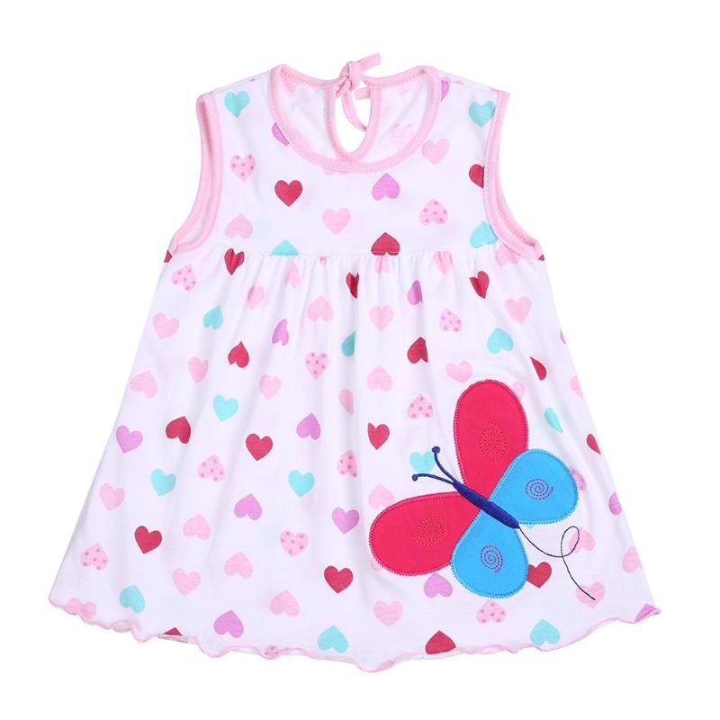 Summer Girls Dresses Newborn Baby O-neck Sleeveless Cotton Princess Mini Casual Dress Child Cute Pattern Decor Dot Clothes: a