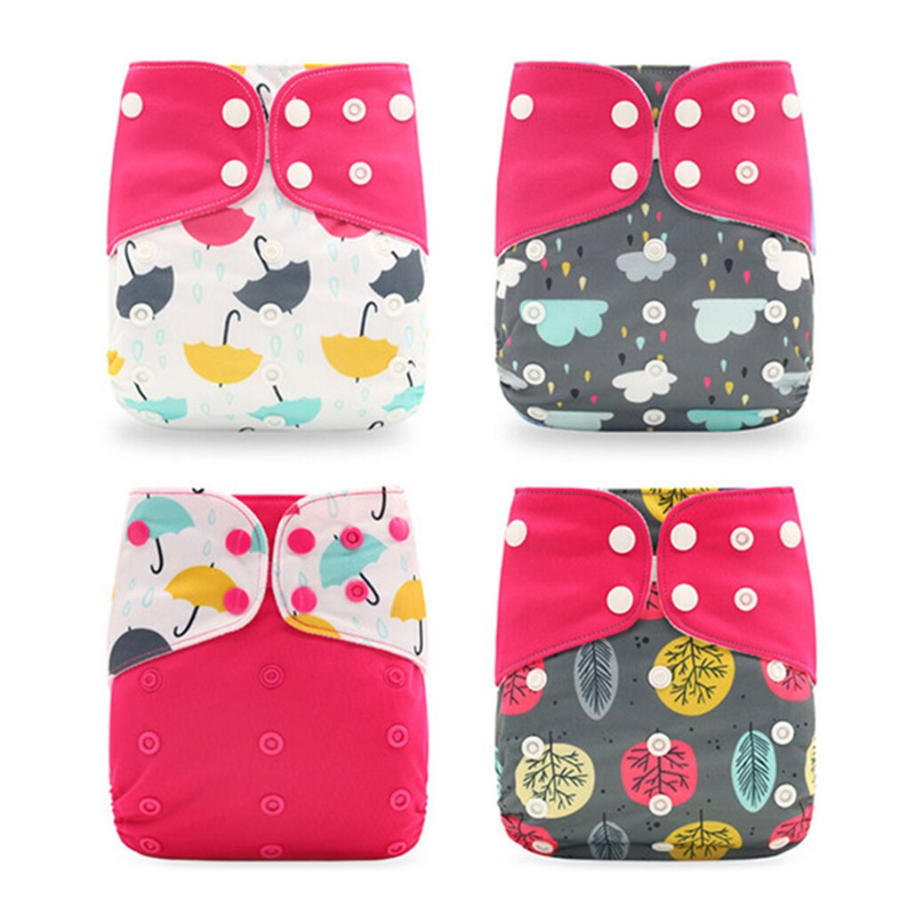 4pcs Baby Reusable Nappies Washable Polyester Cloth Diaper Suitable For Toddler Age 0-3 Years Old