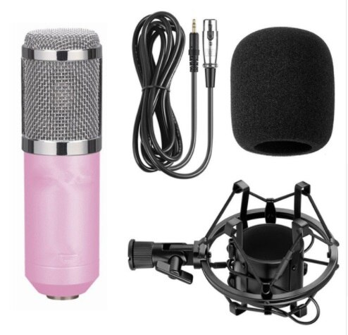 BM800 Microphone Sound Recording BM 800 Microphone KTV Karaoke For Radio Braodcasting Singing With Shock Mount Recording: pink