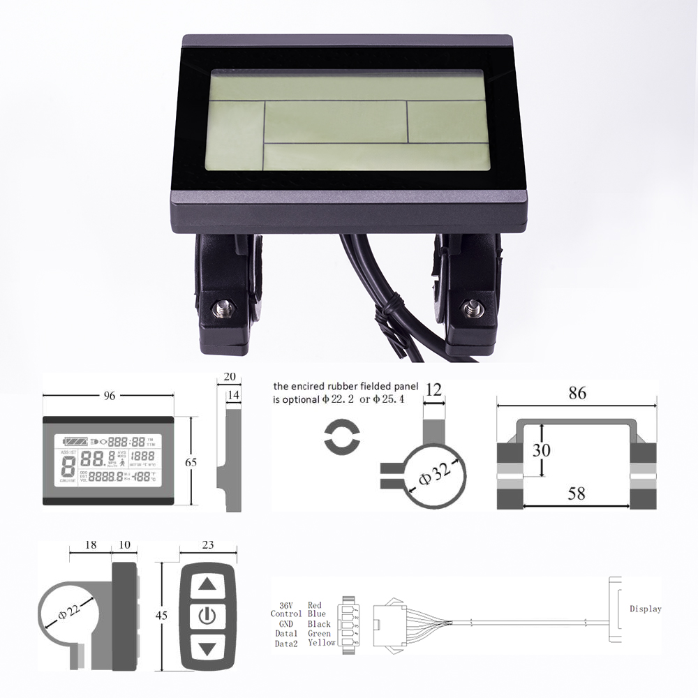 Kt lcd 3 display med sm eller vattentät kontakt 24v 36v 48v elcykel display för kt controller
