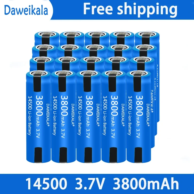 14500 battery 3.7V AA 3800mah lithium ion battery, with welding, for electric toothbrush, razor, barber rechargeable battery: Yellow