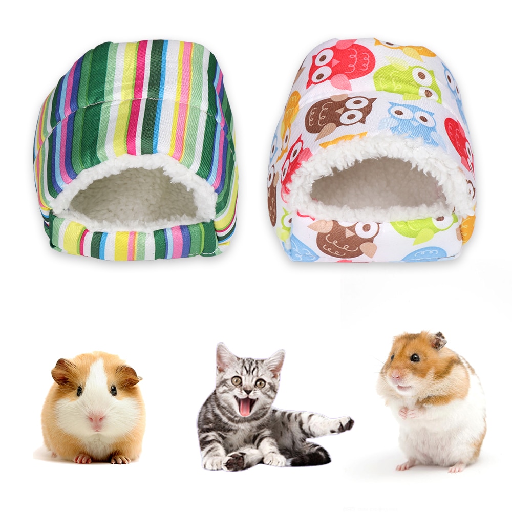 Mini dyr vinter varmt hus dejligt kæledyr kat hund kanin bur blød hamster pude seng rede plys blød guinea lille dyrehus