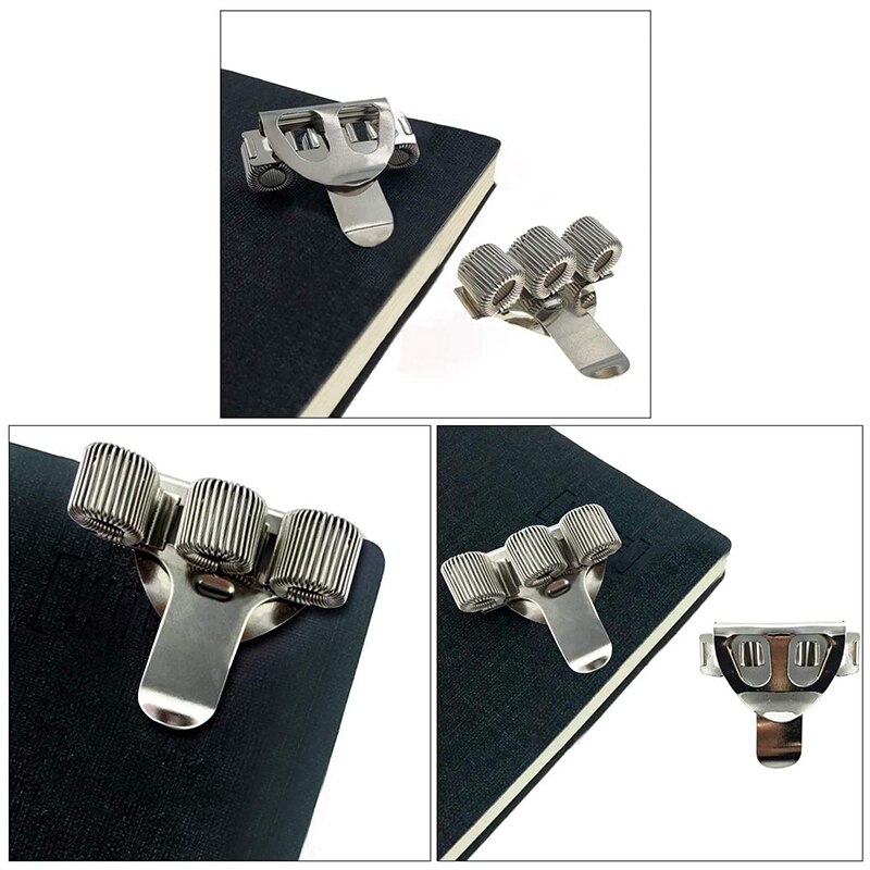 6 stk triple-hul penneholder med lommeclip pen clipboard holder pen klip organizer til bærbare hjemmekontor lomme