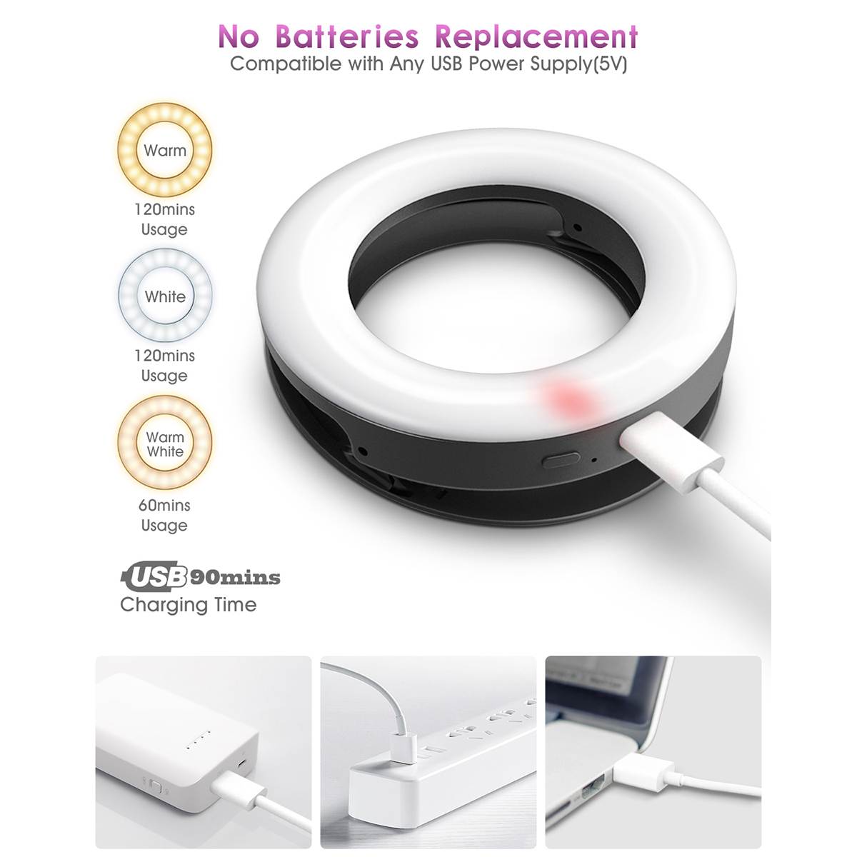 USB Charge 48 LED Selfie Ring Light Mini Circle Mobile Phone Lens Makeup Fill Light Laptop Camera for Smart Phone Photography