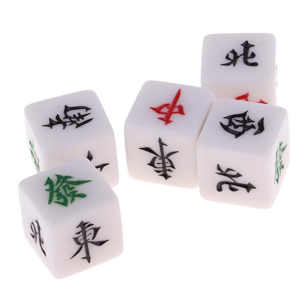 Kit  of 5 stk. mahjong terninger i akryl tilbehør i mahjong-størrelse