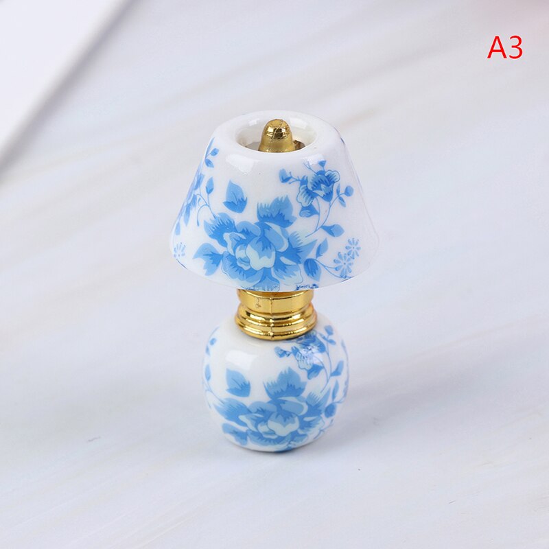 1:12 Mini Ceramic Lamp Miniatures Dollhouse Toy Porcelain Miniature Table Lamp Doll House Accessories: A3