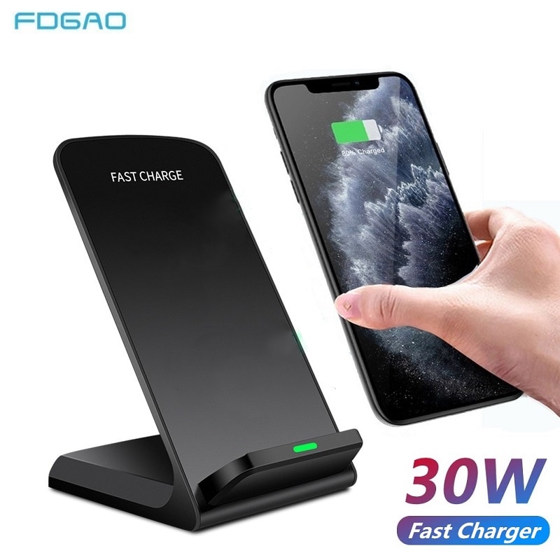 FDGAO 30W Qi Drahtlose Ladestation Für iPhone 12 11 XS XR X 8 Samsung S20 S10 Induktion Schnelle ladung Dock Station Telefon Ladegerät