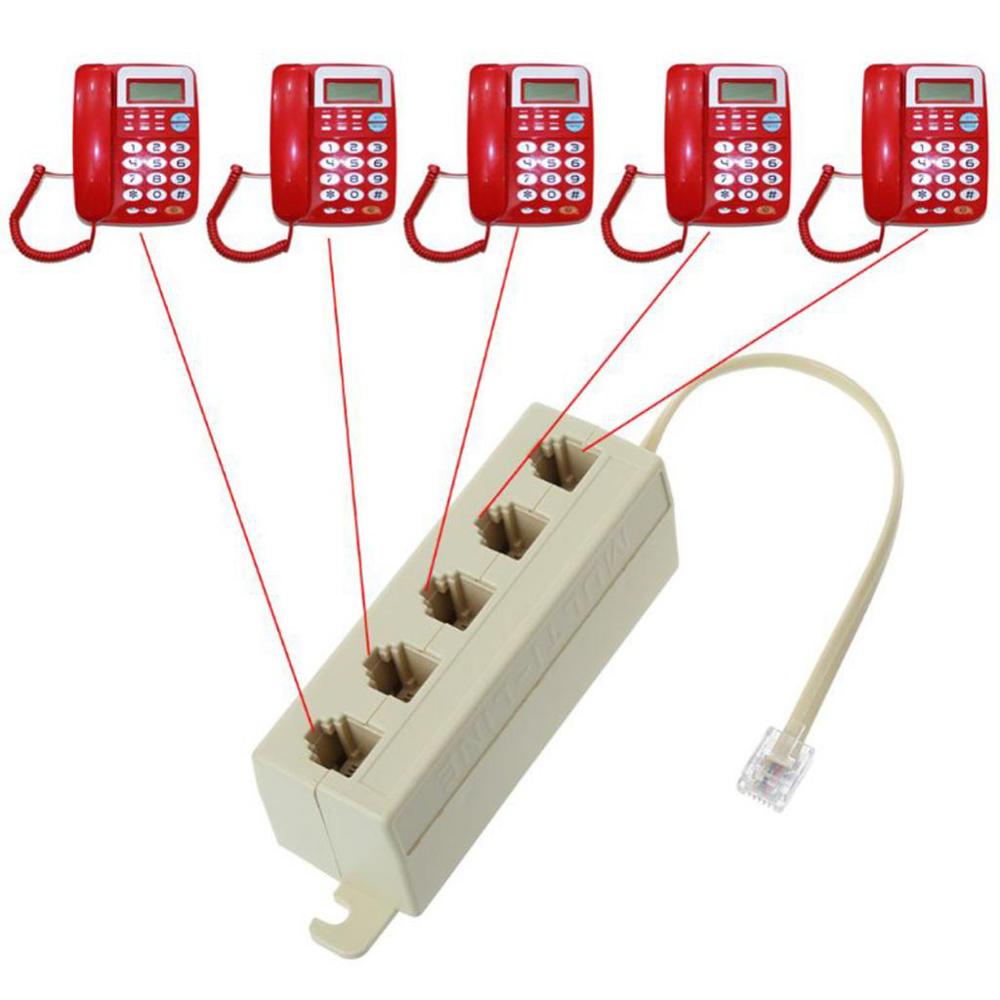 Telefono Splitter, 5 Modo RJ11 6P4C 1 Maschio a 5 Femminile Convertitore Adattatore, telefoni piastra A Muro e Separatore per la Linea di Fili Dd Lacci