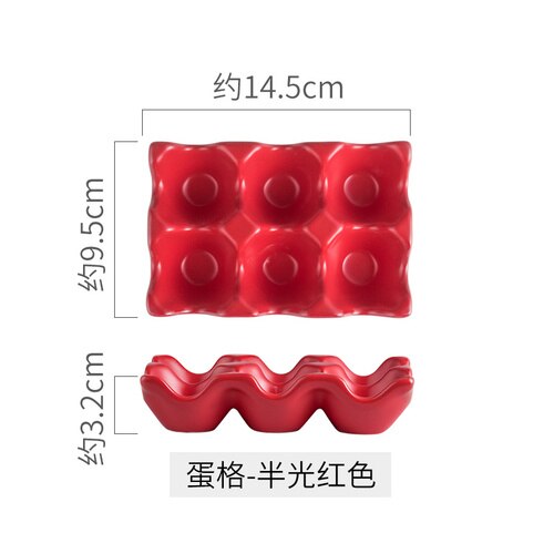 1Pcs 6 Grids Ei Houder Keramische Anti-Slip Eierdoos Koelkast Shockproof Ei Lade Houder Opbergdoos Thuis opslag Organisatie: Rood