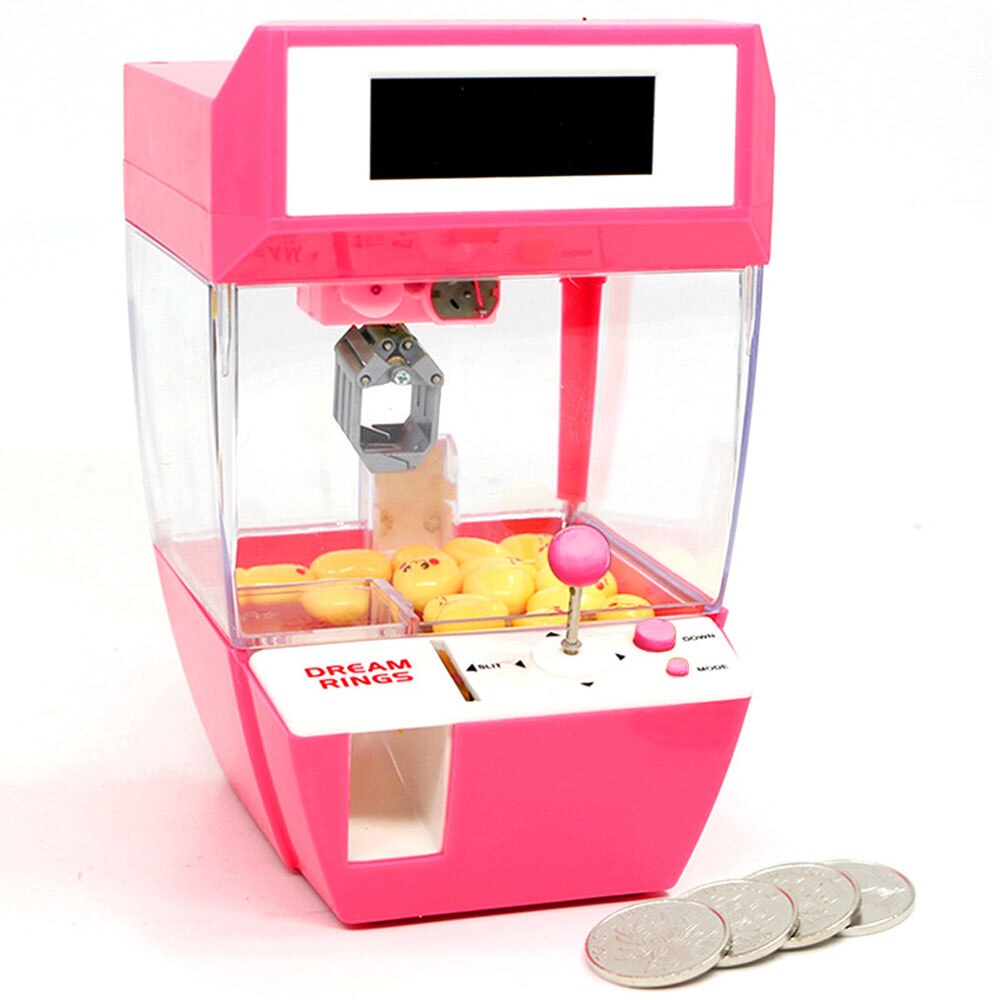 Catcher Alarm Clock Coin Operated Crane Machine Candy Doll Grabber Claw Arcade Machine Automatic Learning Toys Children: Pink