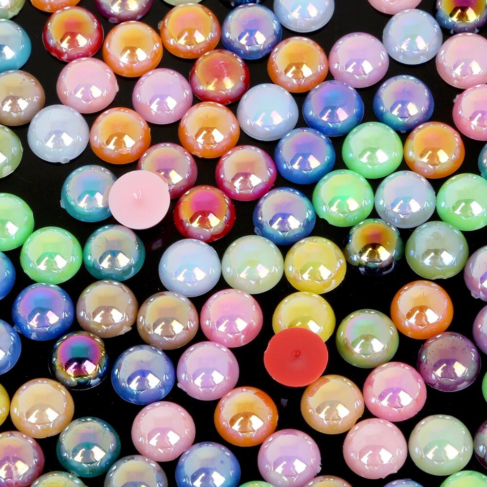 50-1000 stk mix ab farver imiterede perler håndværk halv runde flatback perler beklædningsgenstand dekoration til syning 3-14mm pick