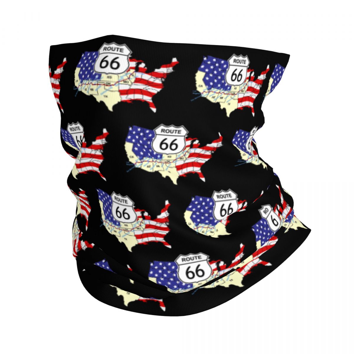 Benutzerdefinierte Ride The Route 66 Bandana Halstuch Gesichtsschal Abdeckung Biker Motorrad Cruise America Highway Stirnband Schlauch Sturmhaube: Himmel Blau