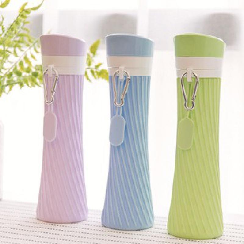 Silicone Collapsible Water Cup Small Waist Shape Sports Water Cup Office Car Outdoor Portable Water Bottle
