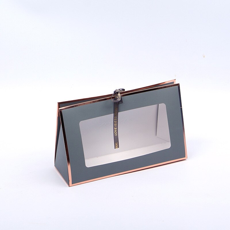 Kraft Paper Flower Box Flowers Arrangement Bag Folding Hollow Flower Boxes Hand Box Cardboard Floral Packaging Bags: Grey