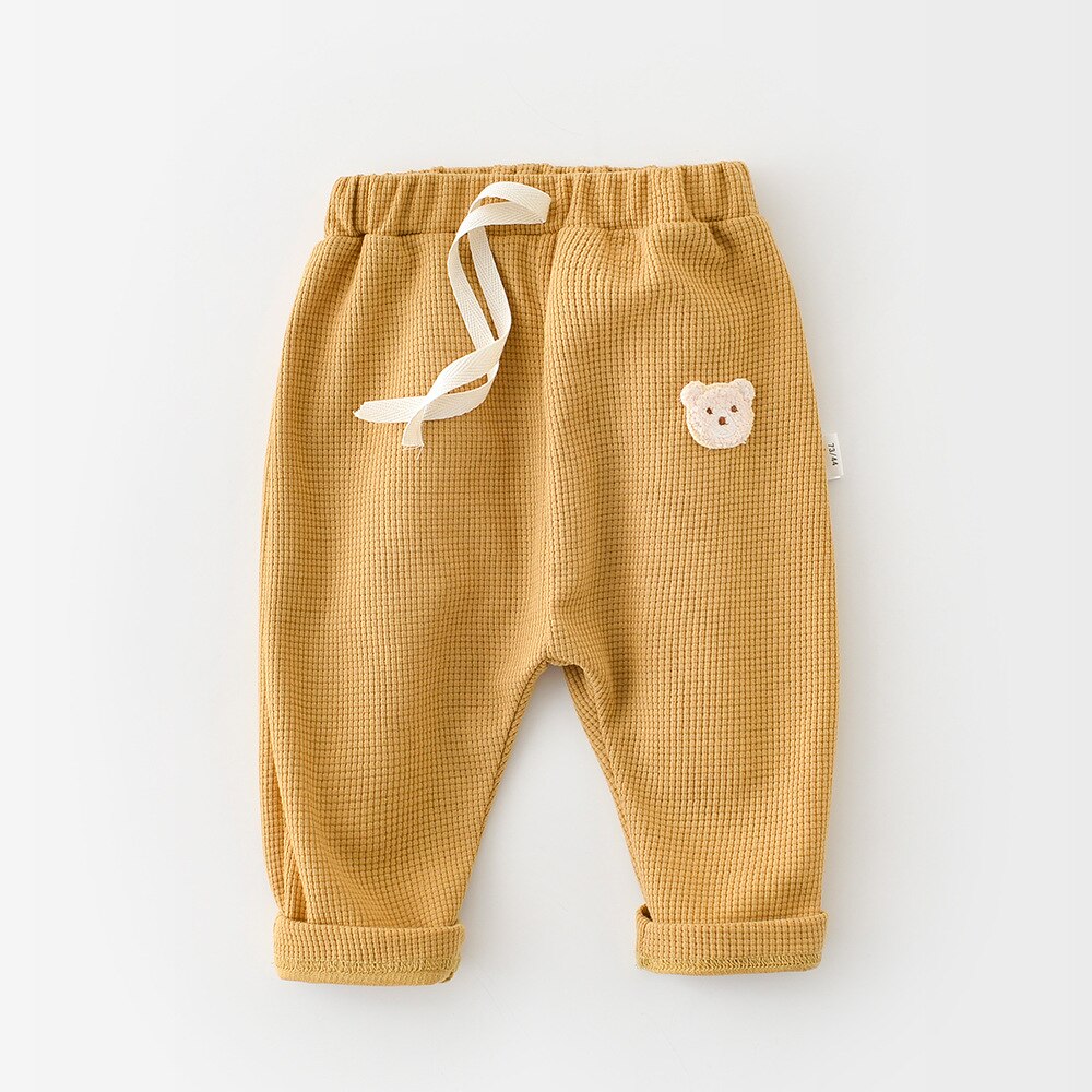 2022 Lente Baby Wafel Casual Broek Leuke Cartoon Beer Peuter Broek Baby Boy Broek Losse Meisjes Broek Kinderen Kleding: brown / 24M  90cm