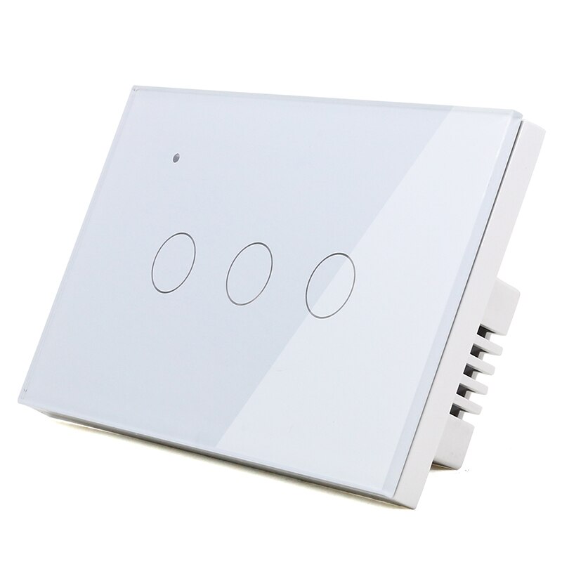 WIFI Touch Light Wall Switch White Glass Panel Blue LED EU & UK Universal Smart Home Phone Control 4 Gang 2 Way Round relay